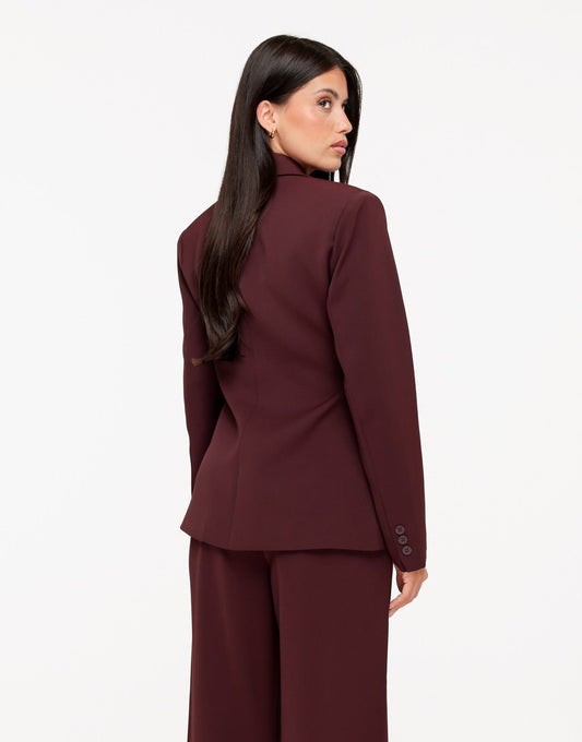 Aubergine Luxe Classic Getailleerde - Blazer - Olivia & Kate