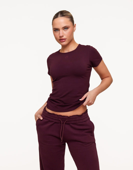 Aubergine O&K Basic SS - Top - Olivia & Kate