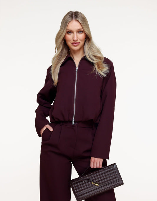 Aubergine Premium Achterkant Detail - Jas - Olivia & Kate