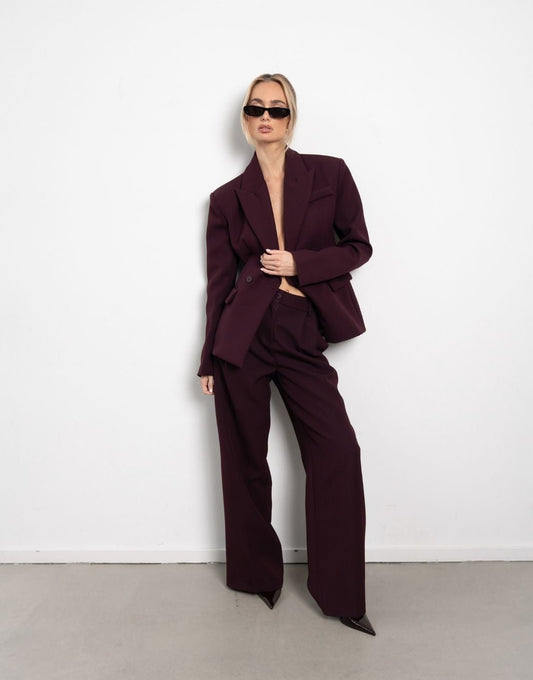 Aubergine Premium Wijde - Pantalon - Olivia & Kate