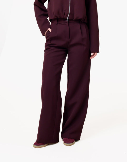 Aubergine Premium Wijde - Pantalon - Olivia & Kate