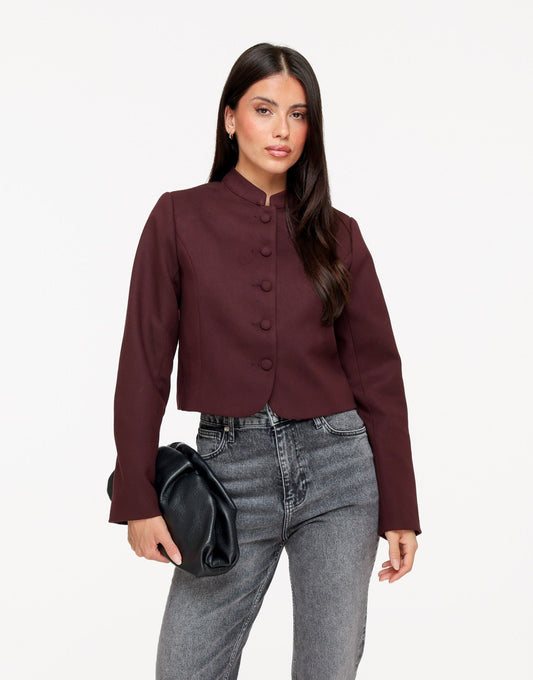 Aubergine Soft Cropped Knoop Detail - Jasje - Olivia & Kate
