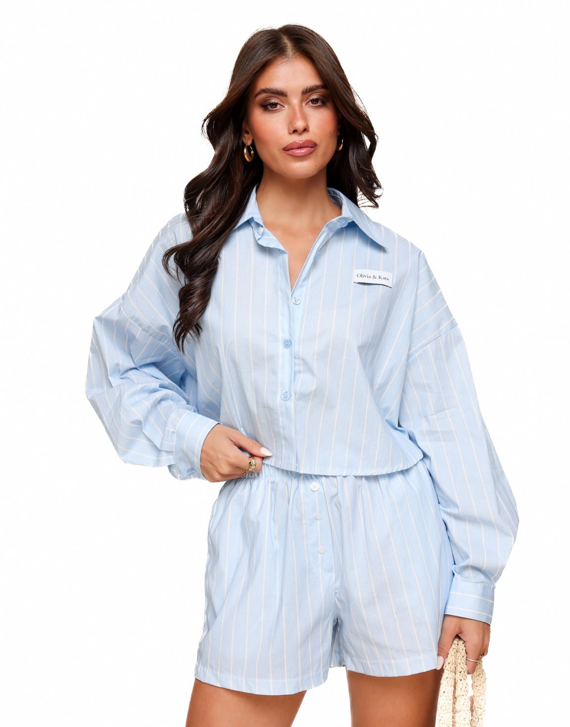 Baby Blauwe Gestreepte - Short - Olivia & Kate