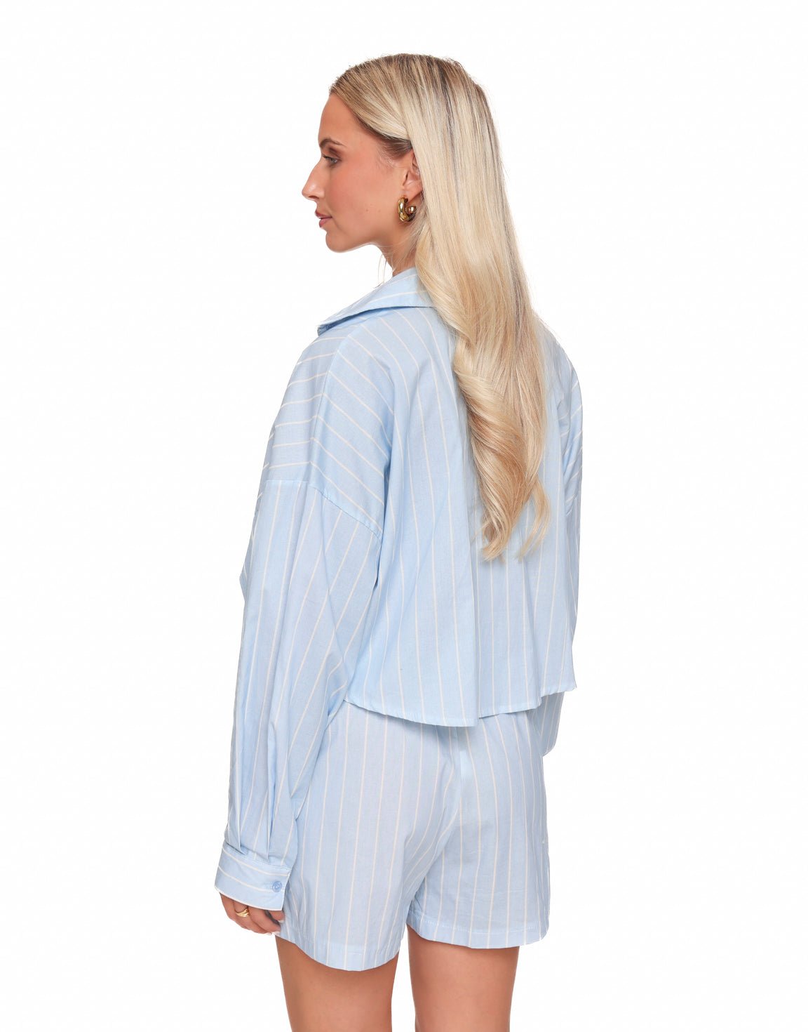 Baby Blauwe Olivia & Kate Gestreepte Cropped - Blouse - Olivia & Kate