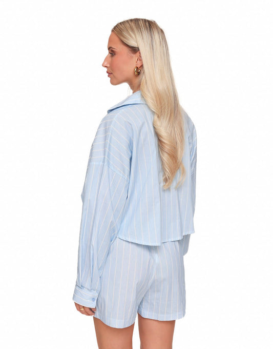 Baby Blauwe Olivia & Kate Gestreepte Cropped - Blouse - Olivia & Kate