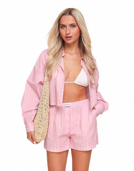 Baby Roze Olivia & Kate Gestreepte Cropped - Blouse - Olivia & Kate