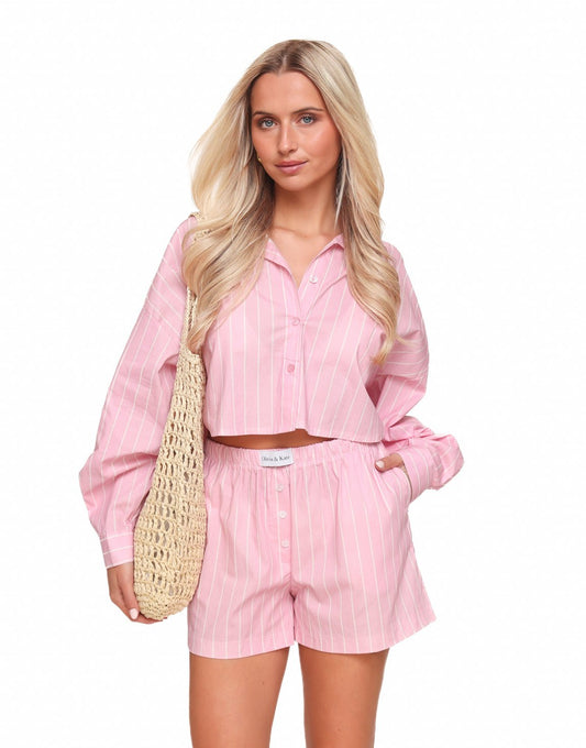 Baby Roze Olivia & Kate Gestreepte Cropped - Blouse - Olivia & Kate
