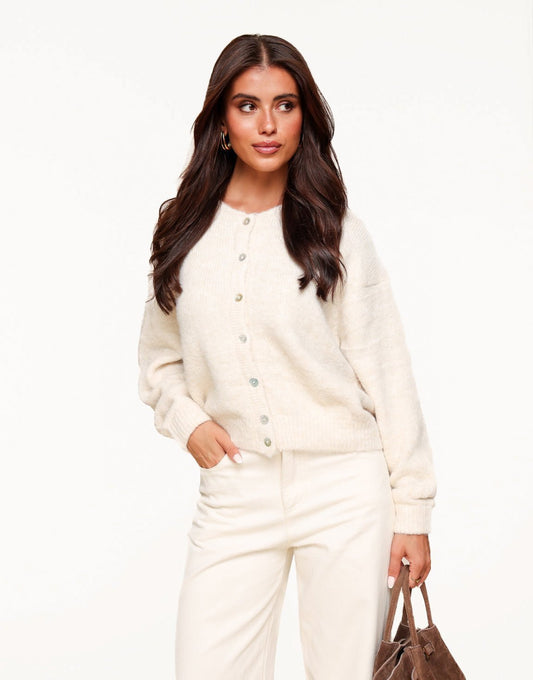 Beige Basic Knitted - Cardigan - Olivia & Kate