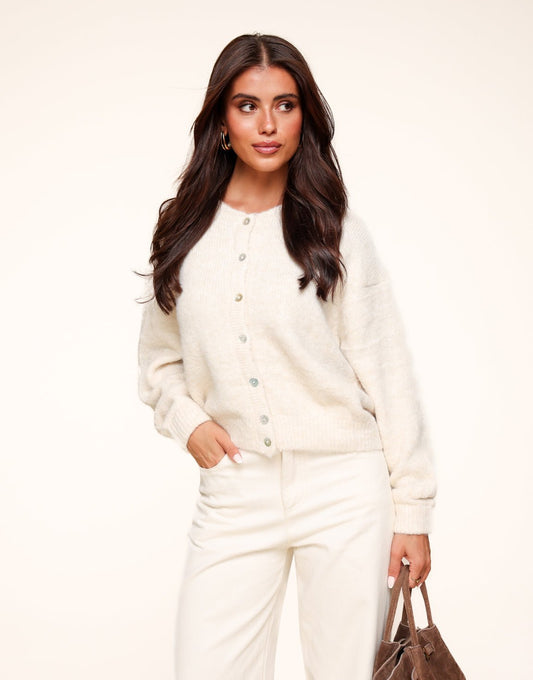 Beige Basic Gebreide - Vest - Olivia & Kate