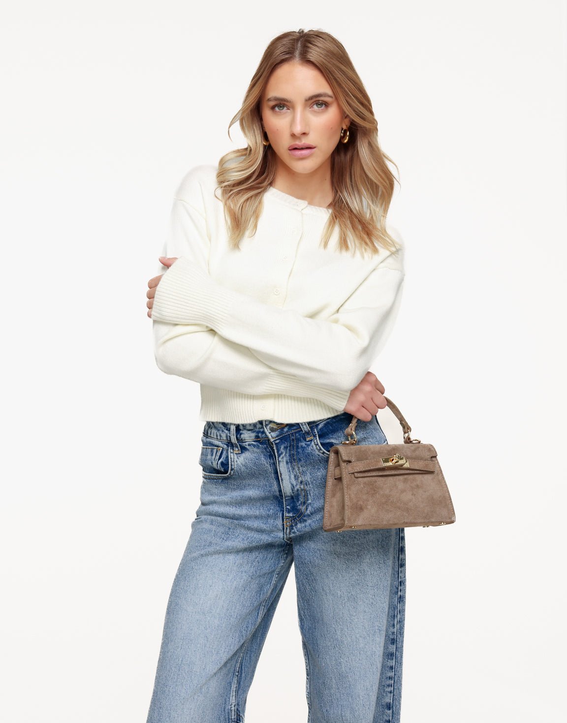 Beige Basic Knopen - Vest - Olivia & Kate