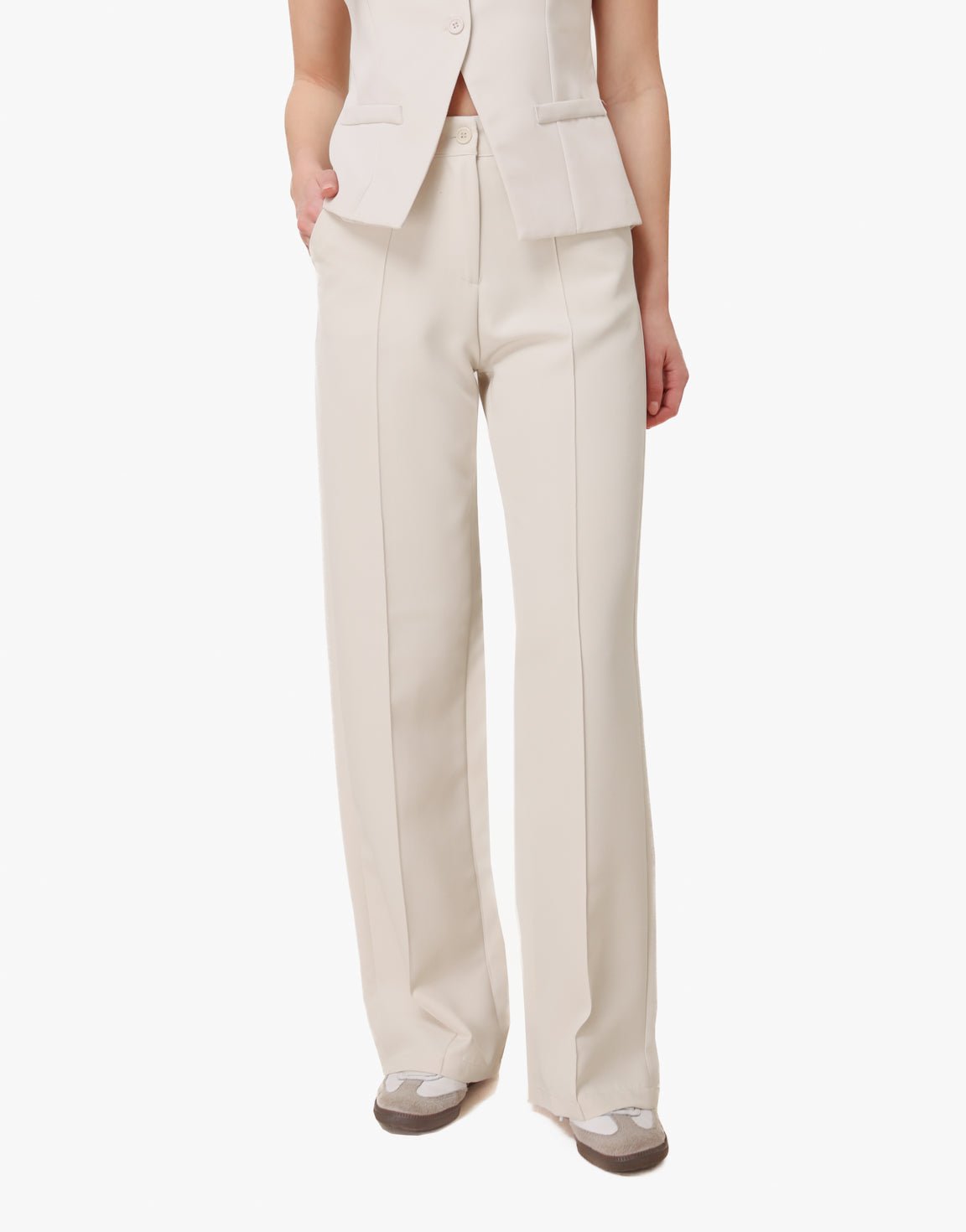 Beige Basic Rechte - Pantalon - Olivia & Kate