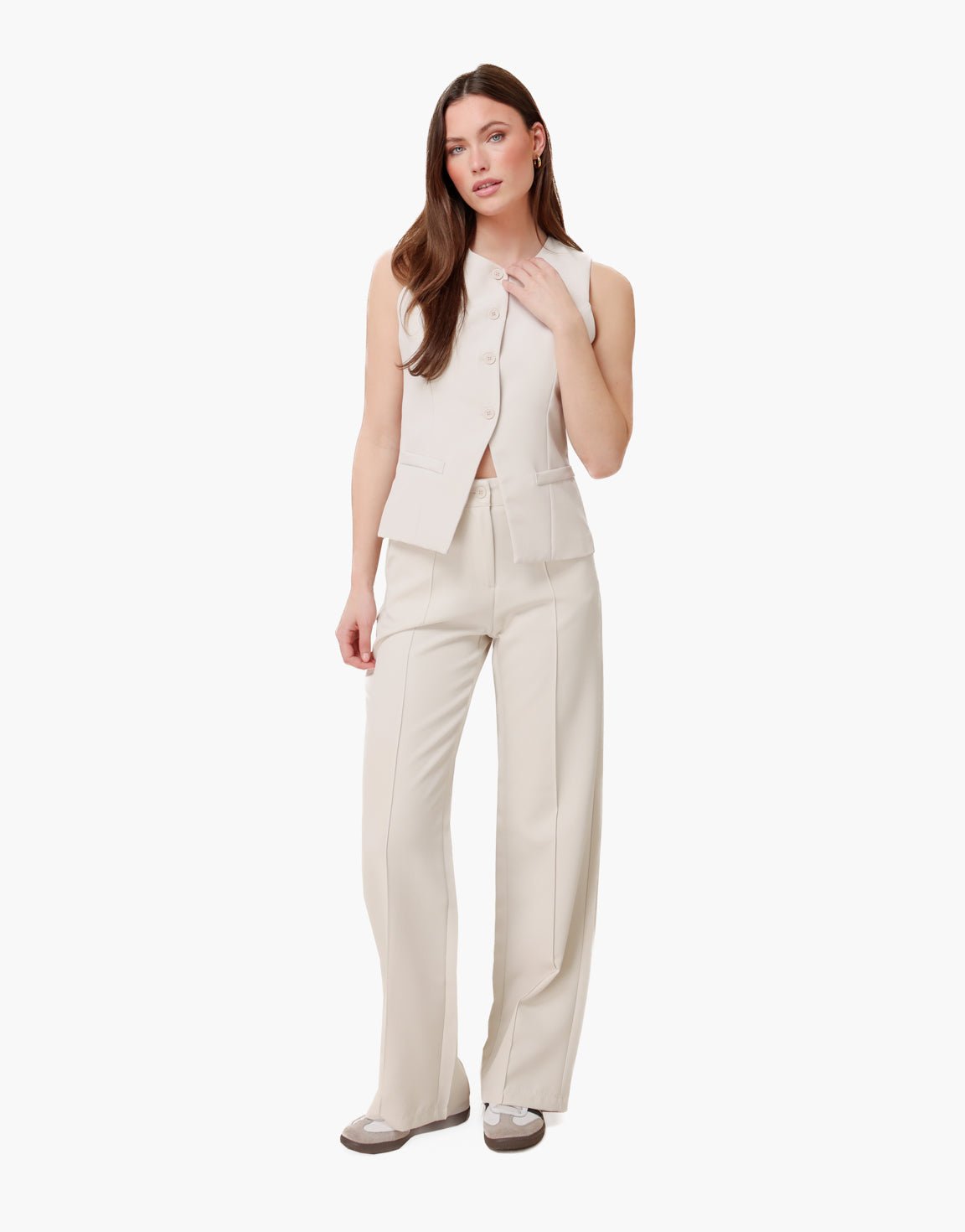 Beige Basic Rechte - Pantalon - Olivia & Kate
