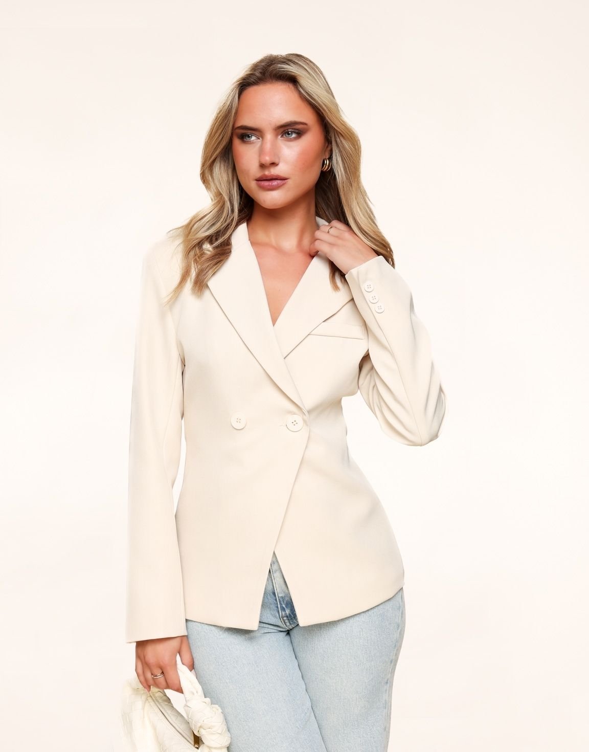 Beige Classic Getailleerde - Blazer - Olivia & Kate
