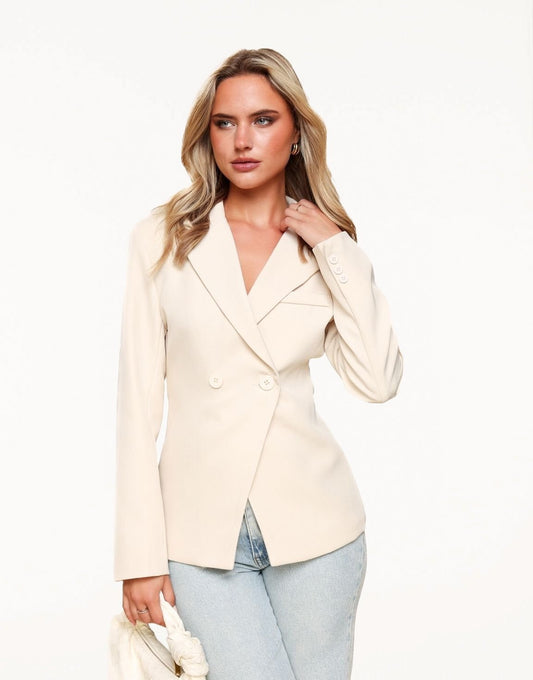Beige Classic Getailleerde - Blazer - Olivia & Kate