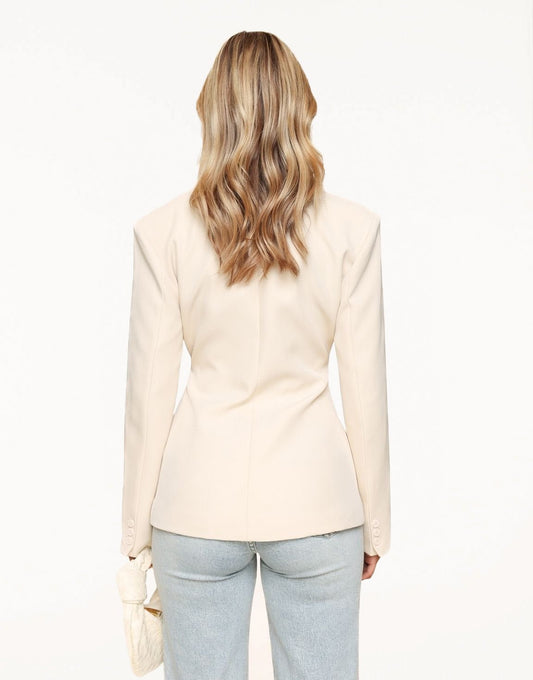 Beige Classic Getailleerde - Blazer - Olivia & Kate