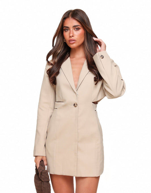 Beige Classic Linnen - Jurk - Olivia & Kate