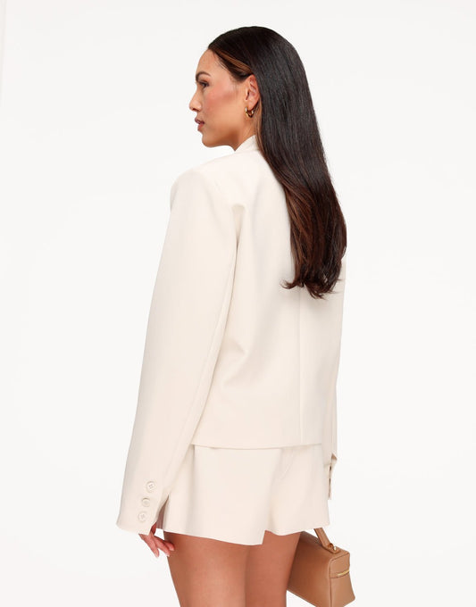 Beige Cropped Zak Detail - Blazer - Olivia & Kate