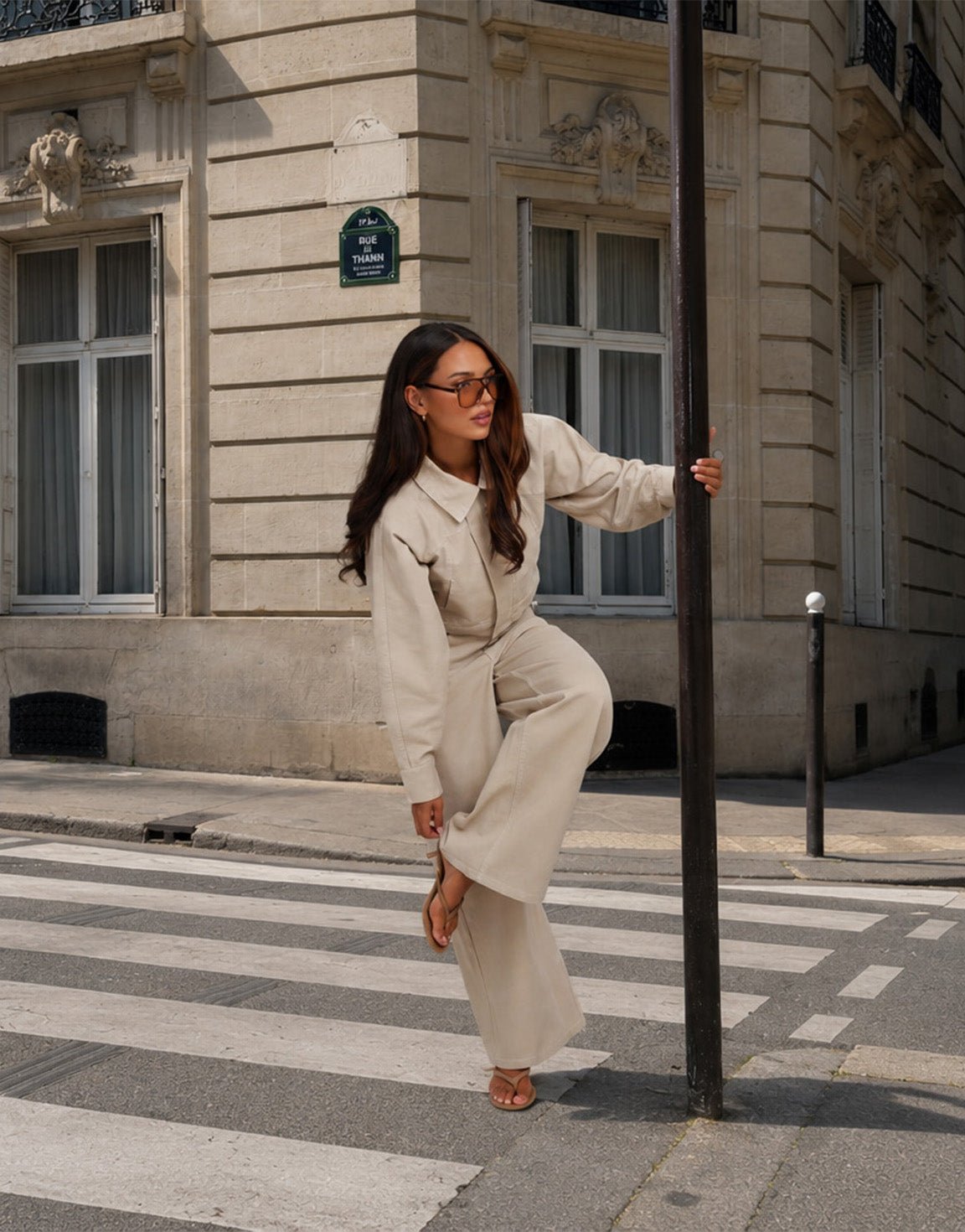 Beige Denim Ballonmouwen Cropped - jas - Olivia & Kate