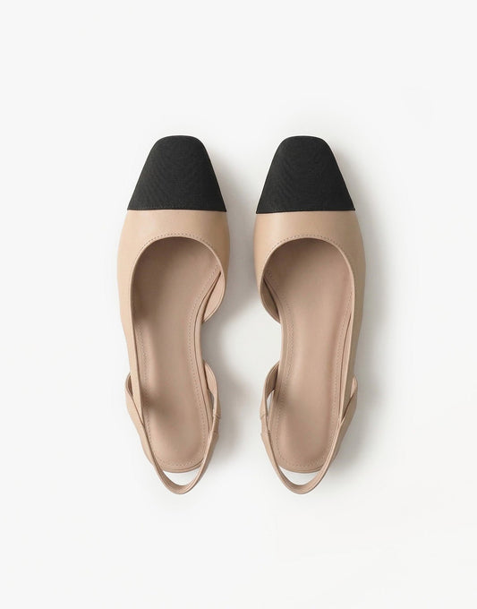 Beige Elegante Punt Ballerina's - Olivia & Kate
