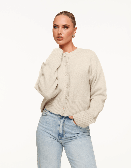 Beige Gebreide LS - Vest - Olivia & Kate