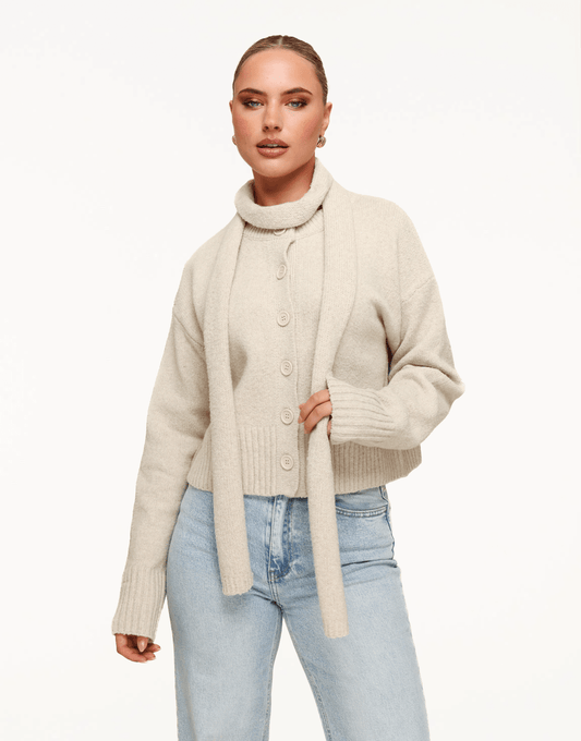 Beige Gebreide LS - Vest - Olivia & Kate