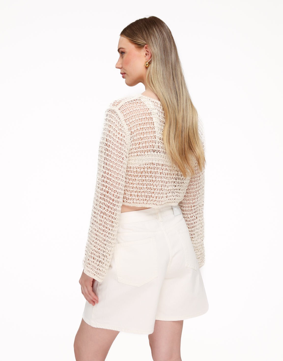 Beige Gehaakte LS - Top - Olivia & Kate