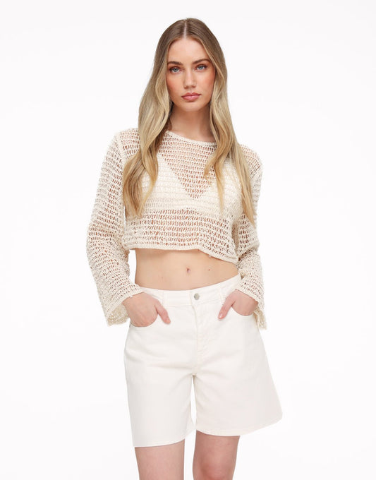 Beige Gehaakte LS - Top - Olivia & Kate