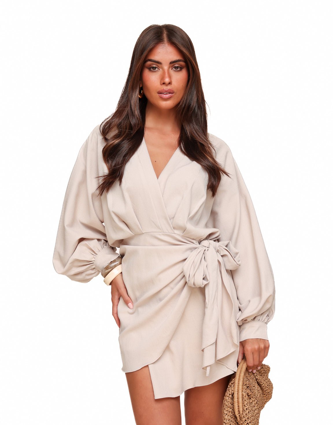 Beige Gestrikte - Jurk - Olivia & Kate