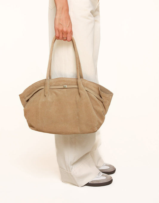 Beige Grote Suede Shopper - Tas - Olivia & Kate
