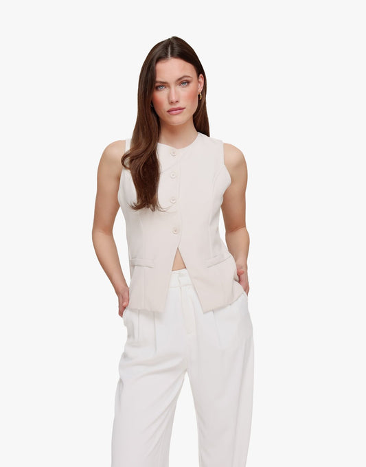 Beige Hoge Knopen - Gilet - Olivia & Kate