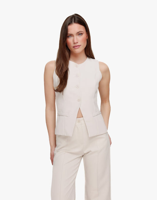 Beige Hoge Knopen - Gilet - Olivia & Kate