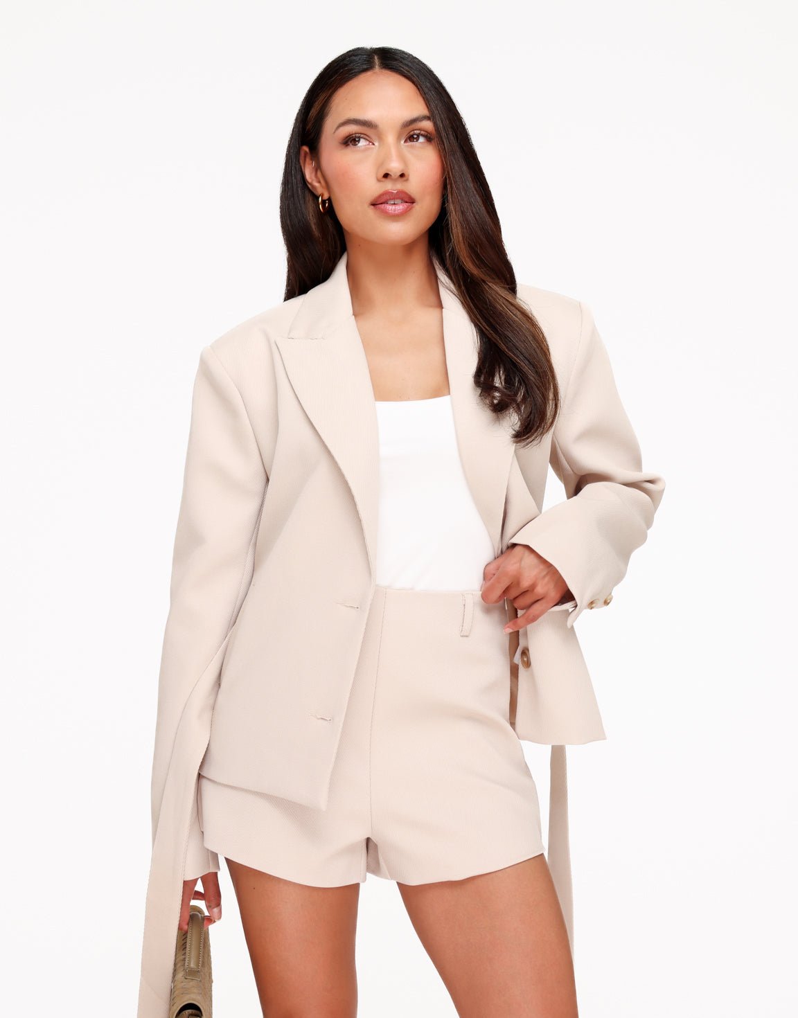 Beige Hoge Kraag Cropped - Set - Olivia & Kate