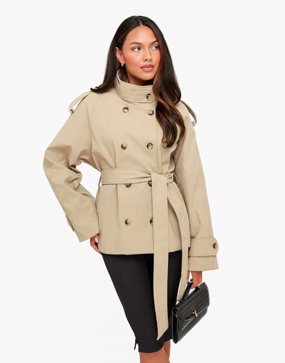 Beige Hoge Kraag Gestrikte Ceintuur Trench - Jas - Olivia & Kate