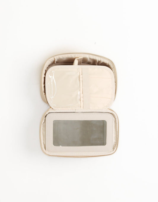 Beige Kleine Make - Up - Tas - Olivia & Kate