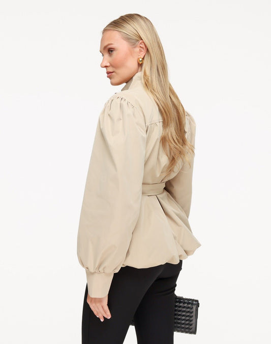 Beige Korte Ballon Trench - Jas - Olivia & Kate