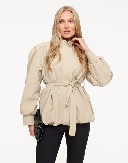 Beige Korte Ballon Trench - Jas - Olivia & Kate
