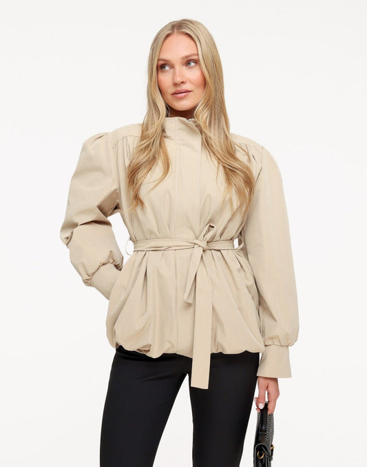 Beige Korte Ballon Trench - Jas - Olivia & Kate
