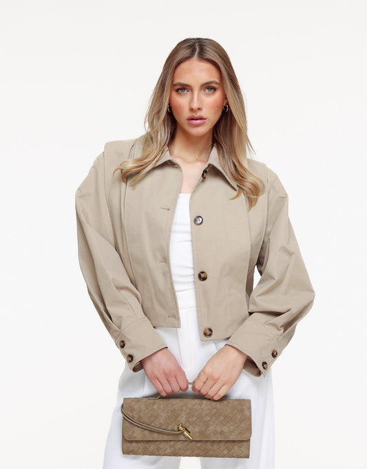 Beige Korte Ballonmouwen Trench - Jas - Olivia & Kate