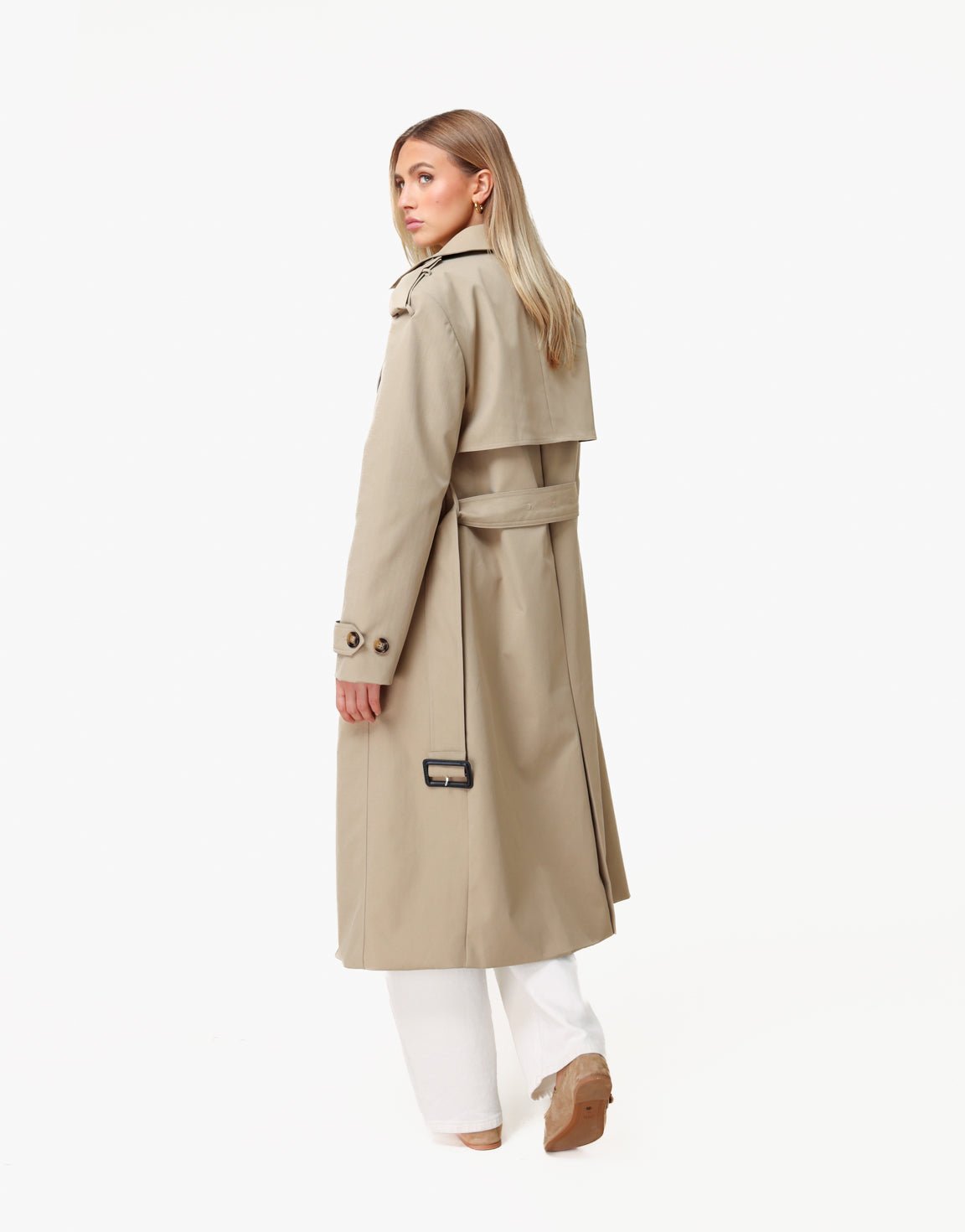 Beige Lange Detail - Trenchcoat - Olivia & Kate