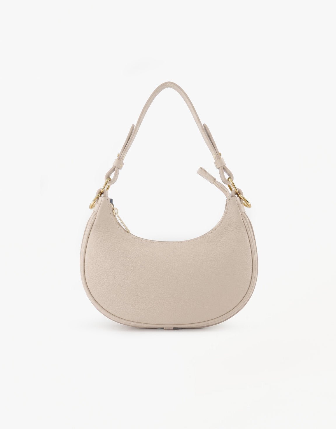 Beige Leren Kleine Half Ronde - Tas - Olivia & Kate