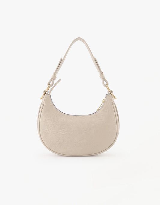 Beige Leren Kleine Half Ronde - Tas - Olivia & Kate