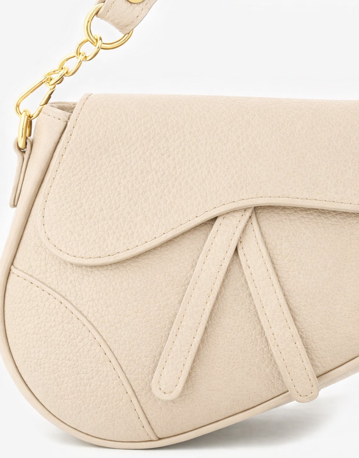 Beige Leren Saddle - Tas - Olivia & Kate
