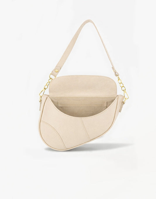 Beige Leren Saddle - Tas - Olivia & Kate