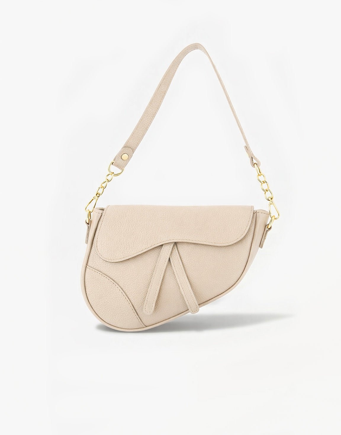 Beige Leren Saddle - Tas - Olivia & Kate