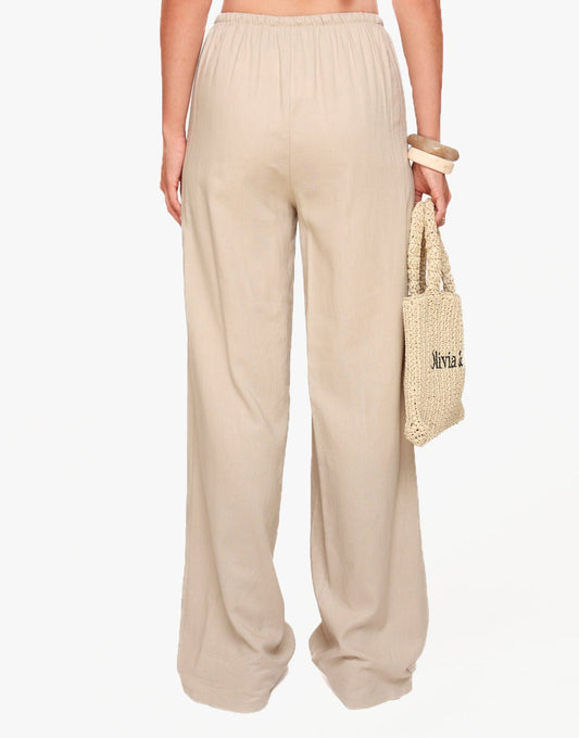 Beige Linnen - Broek - Olivia & Kate