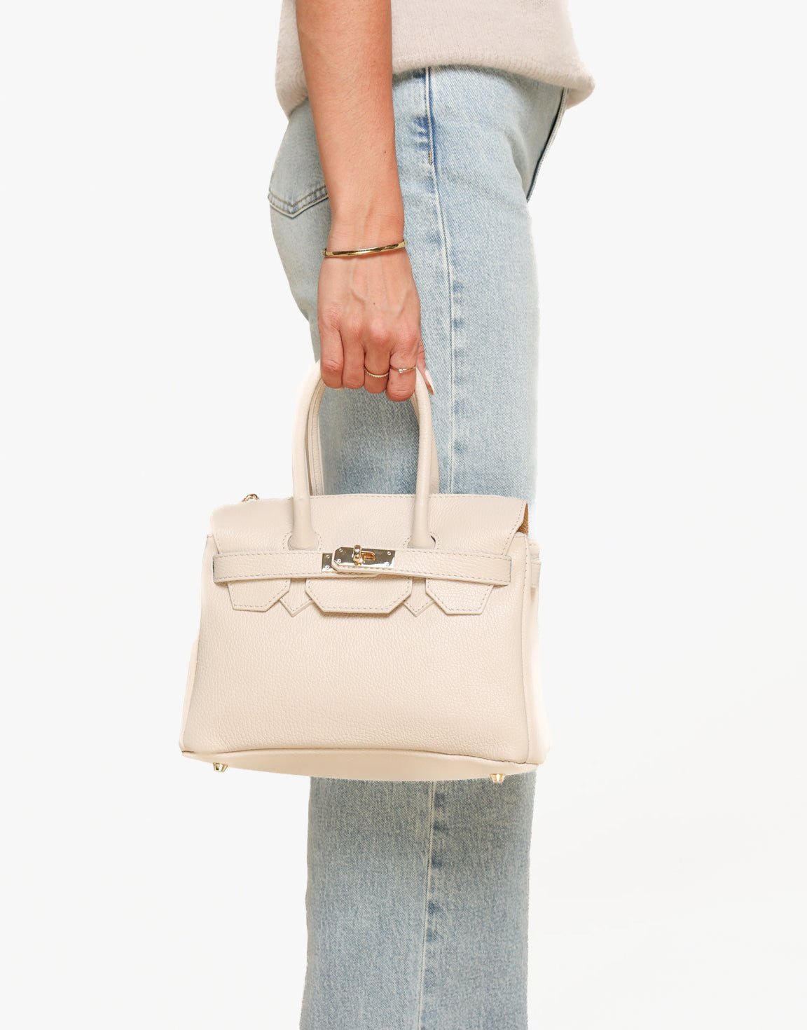 Beige Middel Gouden Details - Tas - Olivia & Kate