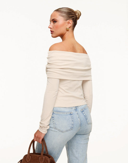 Beige Off Shoulder - Top - Olivia & Kate