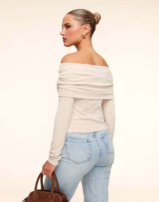 Beige Off Shoulder - Top - Olivia & Kate