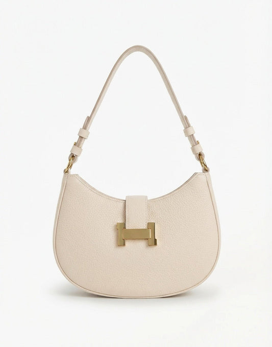 Beige Ovale Gouden Detail - Handtas - Olivia & Kate