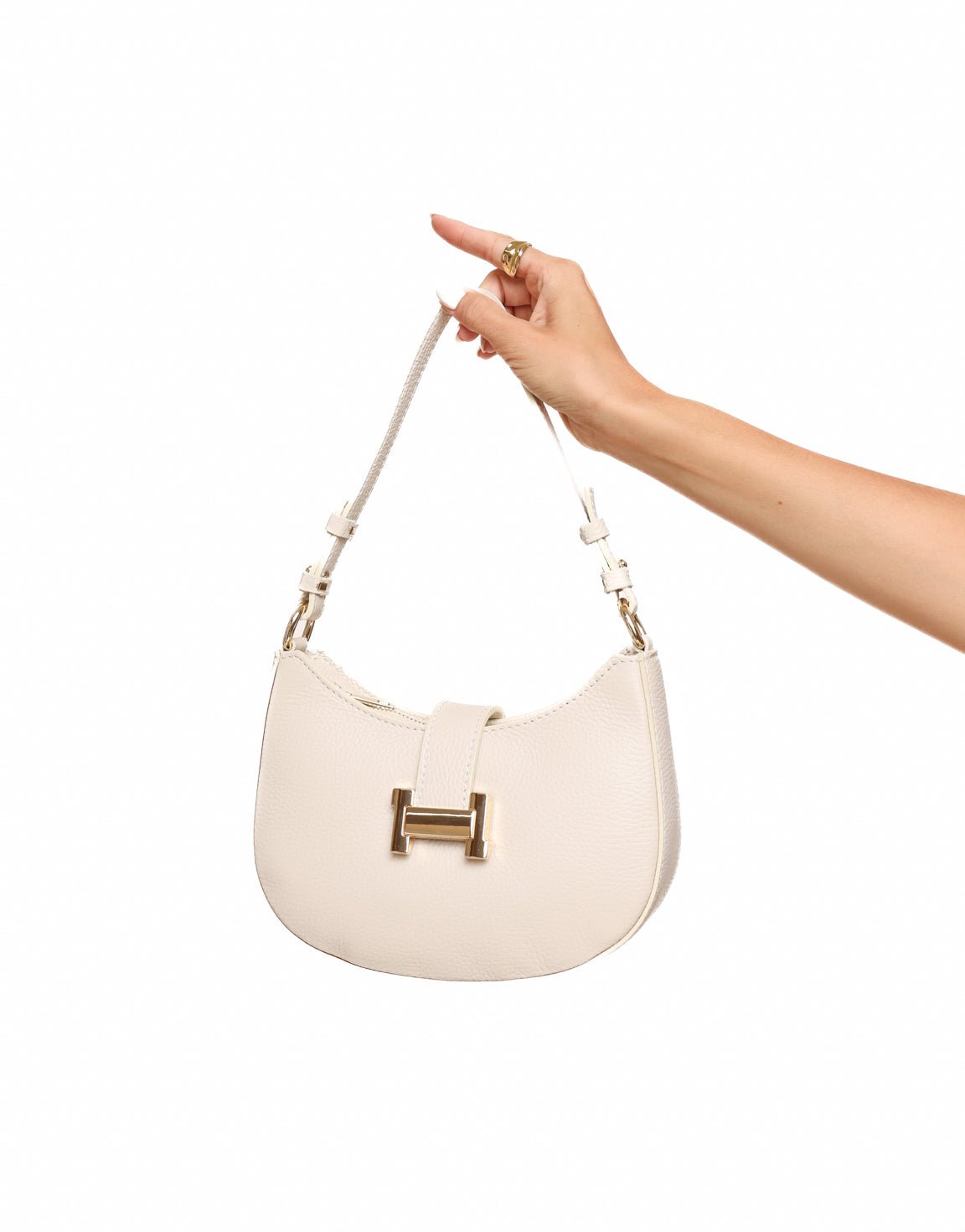 Beige Ovale Gouden Detail - Handtas - Olivia & Kate